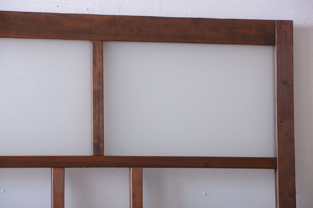 昭和レトロ　古い木のシンプルなアンティークガラス戸