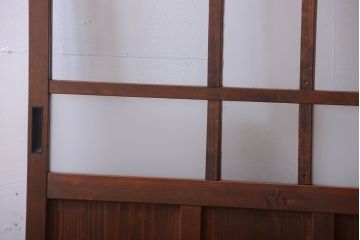 昭和レトロ　古い木のシンプルなアンティークガラス戸