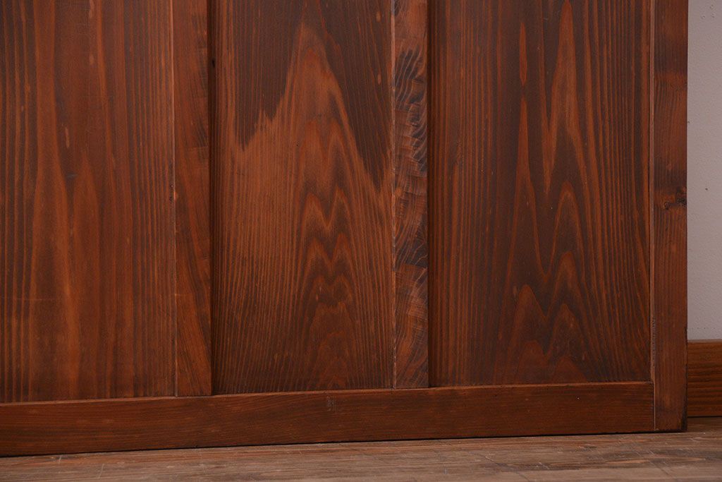 昭和レトロ　古い木のシンプルなアンティークガラス戸