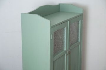 アンティーク家具　アンティークペイント　ダイヤガラス入りブックケース(本箱)