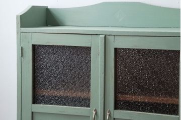 アンティーク家具　アンティークペイント　ダイヤガラス入りブックケース(本箱)