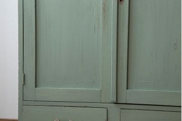 アンティーク家具　アンティークペイント　ダイヤガラス入りブックケース(本箱)