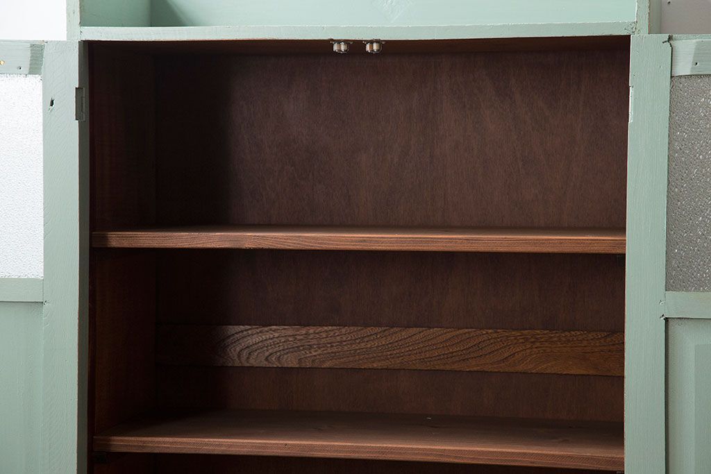 アンティーク家具　アンティークペイント　ダイヤガラス入りブックケース(本箱)