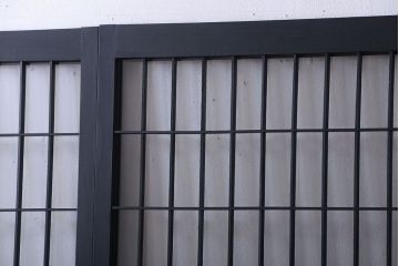 和モダンスタイル　色ガラス入り!艶消しブラックペイントのガラス格子戸4枚セット
