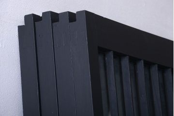 和モダンスタイル　色ガラス入り!艶消しブラックペイントのガラス格子戸4枚セット