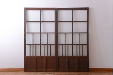 和製アンティーク　レトロモダンなガラス戸2枚セット