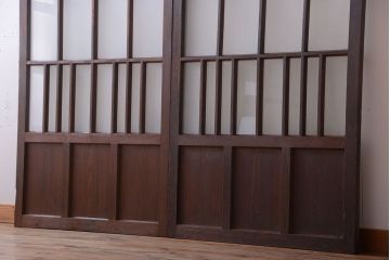 和製アンティーク　レトロモダンなガラス戸2枚セット
