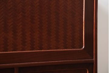 アンティーク家具　和製アンティーク　上品な網代が施された高級ライティングビューロー