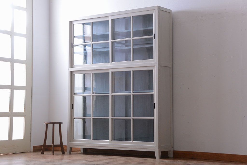 アンティーク家具　アンティーク　大きなペイント収納棚(陳列棚・収納棚)