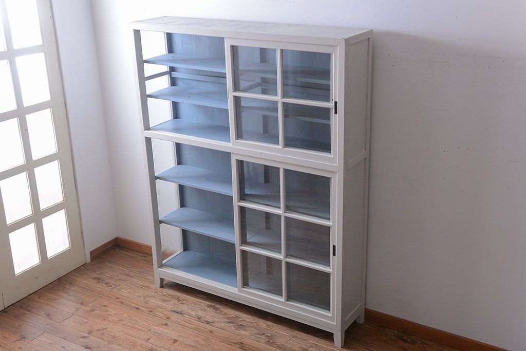 アンティーク家具　アンティーク　大きなペイント収納棚(陳列棚・収納棚)