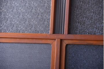 和製アンティーク　レトロガラスの上質なガラス戸2枚セット