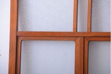 和製アンティーク　レトロガラスの上質なガラス戸2枚セット