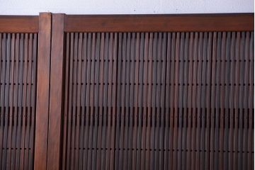 古民具・骨董　腰板ケヤキ玉杢材!裏障子付き格子戸4枚セット