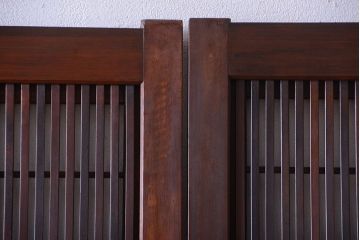 古民具・骨董　腰板ケヤキ玉杢材!裏障子付き格子戸4枚セット