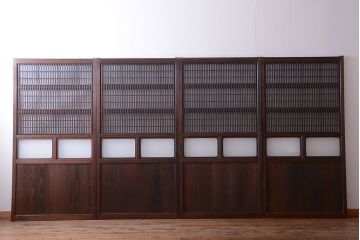 古民具・骨董　すりガラス入り!変わり型格子戸(板戸)