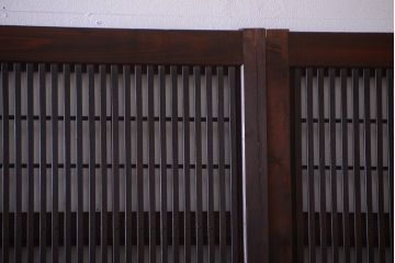 古民具・骨董　すりガラス入り!変わり型格子戸(板戸)