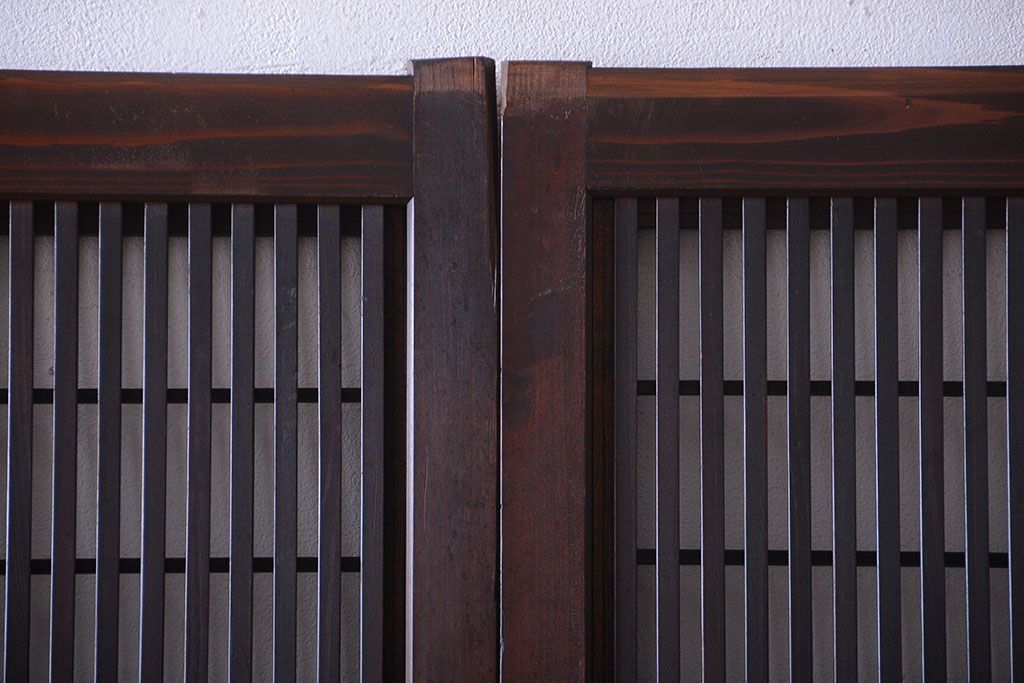 古民具・骨董　すりガラス入り!変わり型格子戸(板戸)