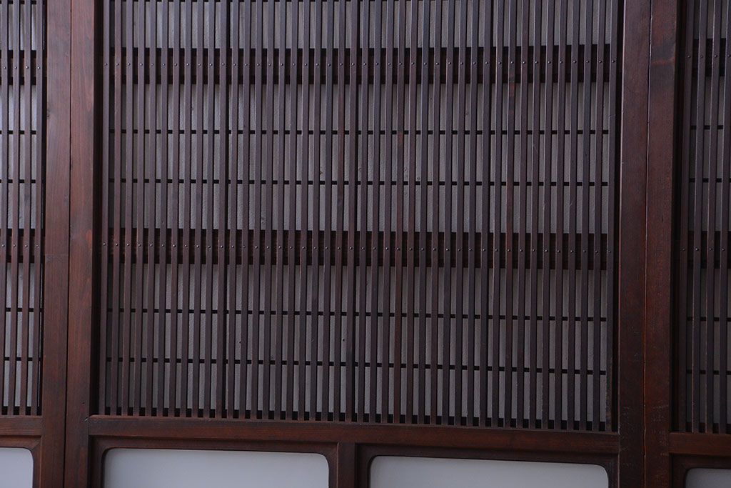 古民具・骨董　すりガラス入り!変わり型格子戸(板戸)