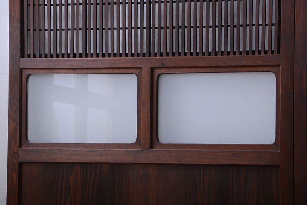 古民具・骨董　すりガラス入り!変わり型格子戸(板戸)