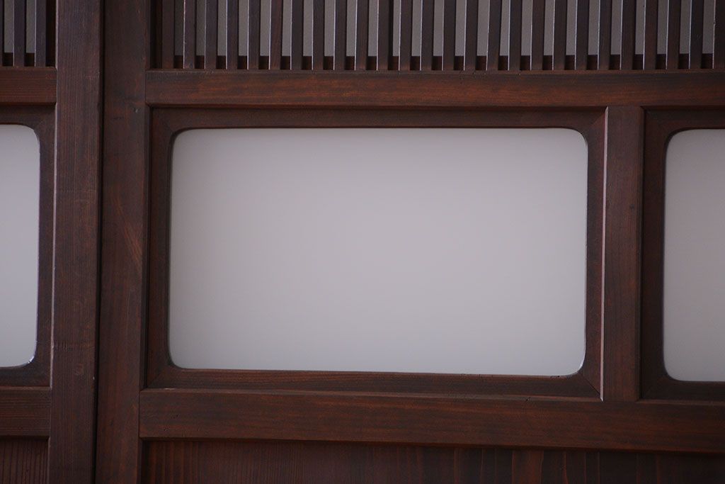 古民具・骨董　すりガラス入り!変わり型格子戸(板戸)