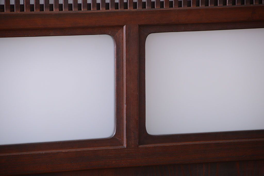 古民具・骨董　すりガラス入り!変わり型格子戸(板戸)