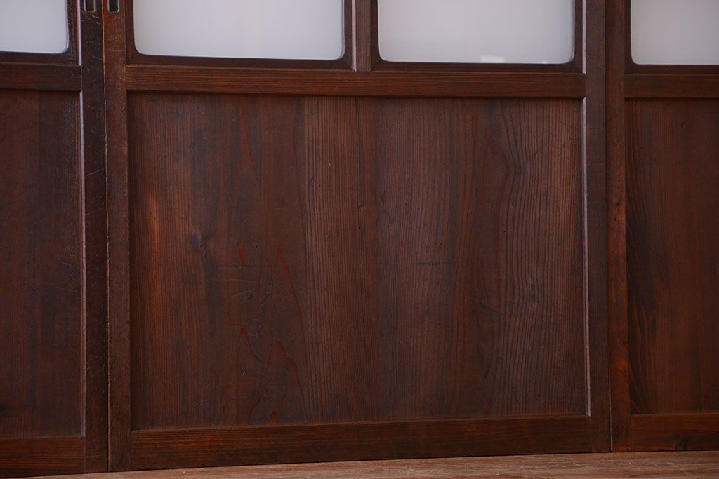 古民具・骨董　すりガラス入り!変わり型格子戸(板戸)