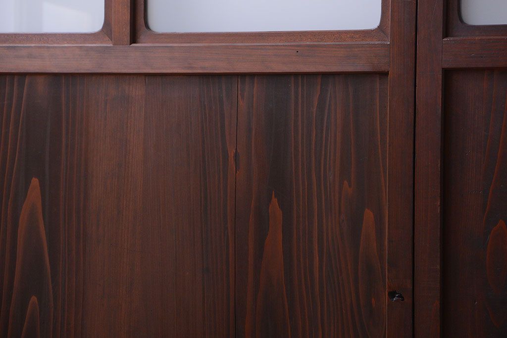 古民具・骨董　すりガラス入り!変わり型格子戸(板戸)