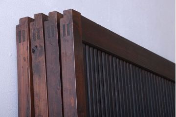 古民具・骨董　すりガラス入り!変わり型格子戸(板戸)