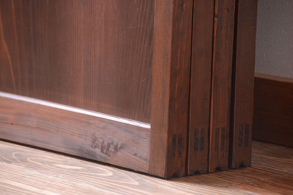 古民具・骨董　すりガラス入り!変わり型格子戸(板戸)