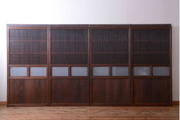 古民具・骨董　すりガラス入り!変わり型格子戸(板戸)