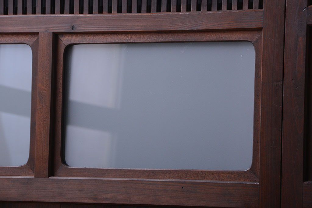 古民具・骨董　すりガラス入り!変わり型格子戸(板戸)