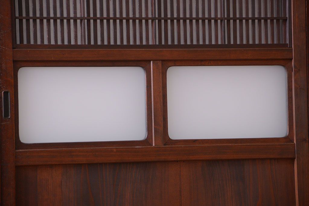 古民具・骨董　すりガラス入り!変わり型格子戸(板戸)