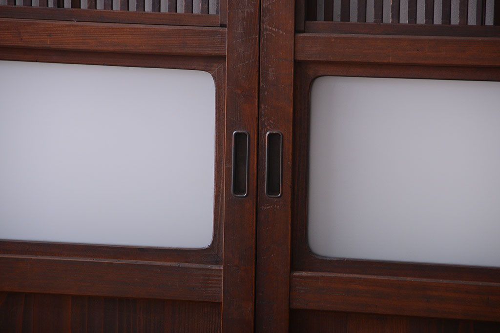 古民具・骨董　すりガラス入り!変わり型格子戸(板戸)