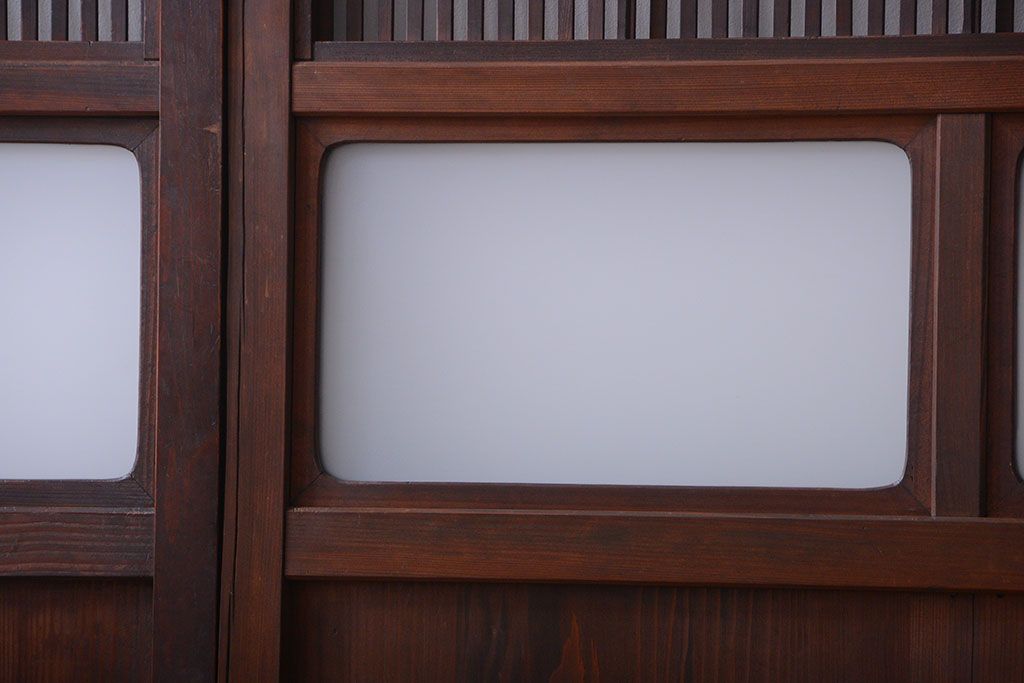 古民具・骨董　すりガラス入り!変わり型格子戸(板戸)