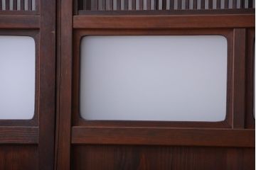 古民具・骨董　すりガラス入り!変わり型格子戸(板戸)