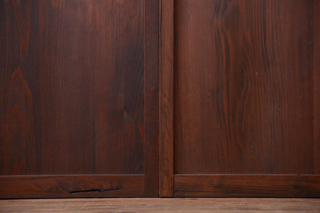 古民具・骨董　すりガラス入り!変わり型格子戸(板戸)