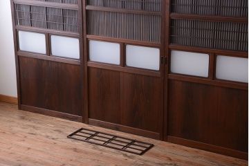古民具・骨董　すりガラス入り!変わり型格子戸(板戸)