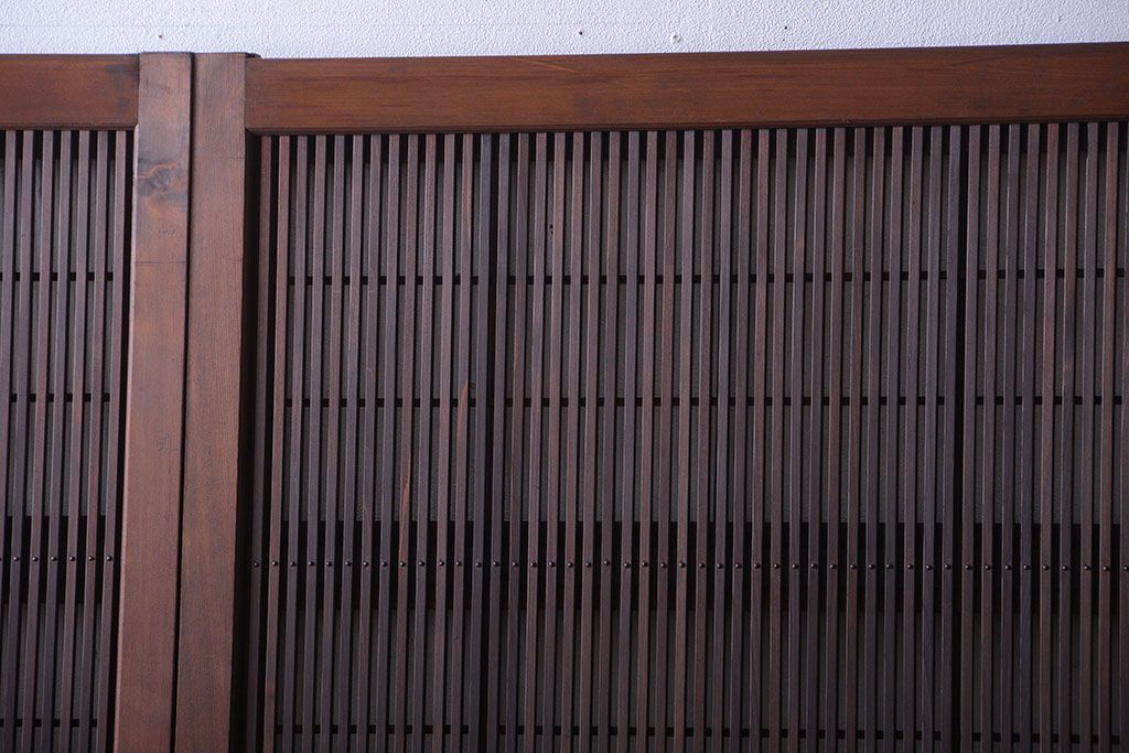 古民具・骨董　腰板欅材!モールガラス入り格子戸4枚セット