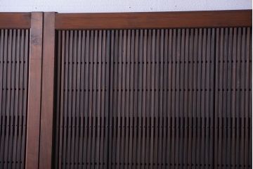 古民具・骨董　腰板欅材!モールガラス入り格子戸4枚セット