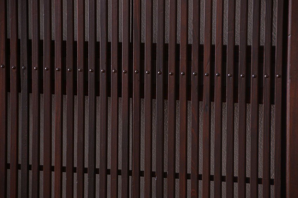 古民具・骨董　腰板欅材!モールガラス入り格子戸4枚セット