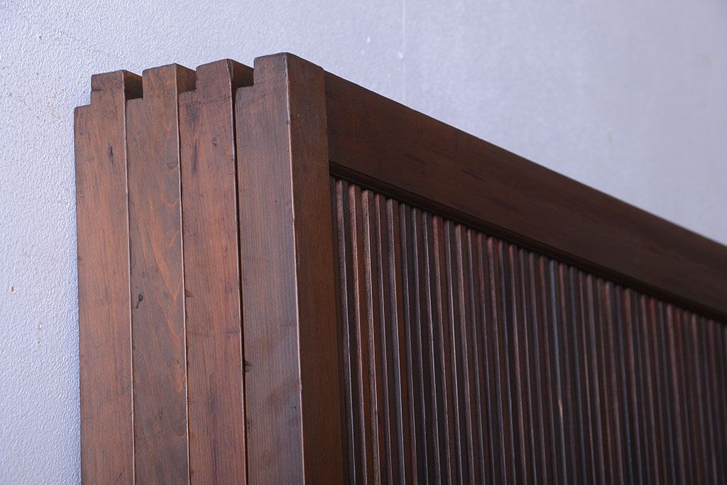 古民具・骨董　腰板欅材!モールガラス入り格子戸4枚セット