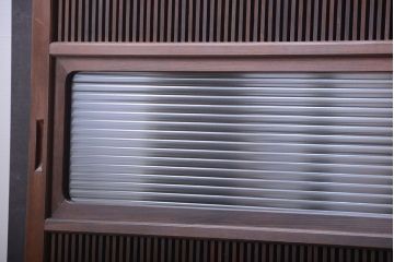 古民具・骨董　腰板欅材!モールガラス入り格子戸4枚セット