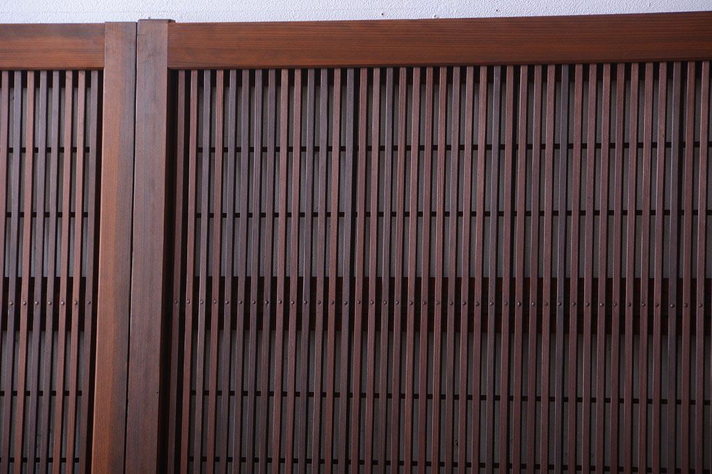 和製アンティーク　モールガラス入り格子戸4枚セット