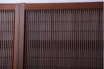 和製アンティーク　モールガラス入り格子戸4枚セット