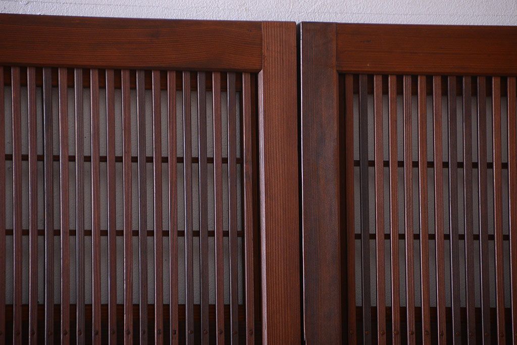 和製アンティーク　モールガラス入り格子戸4枚セット