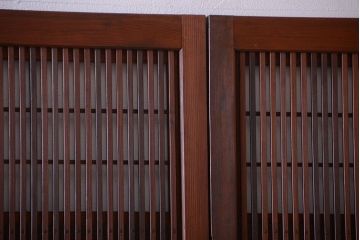 和製アンティーク　モールガラス入り格子戸4枚セット