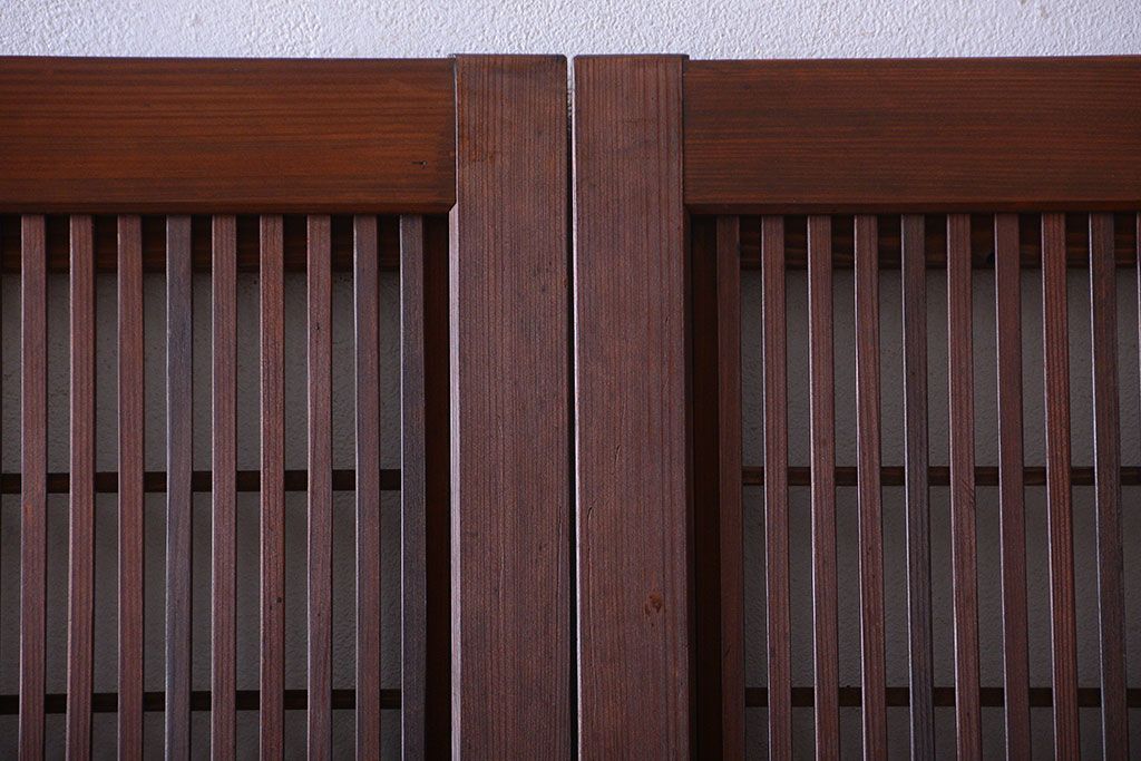 和製アンティーク　モールガラス入り格子戸4枚セット