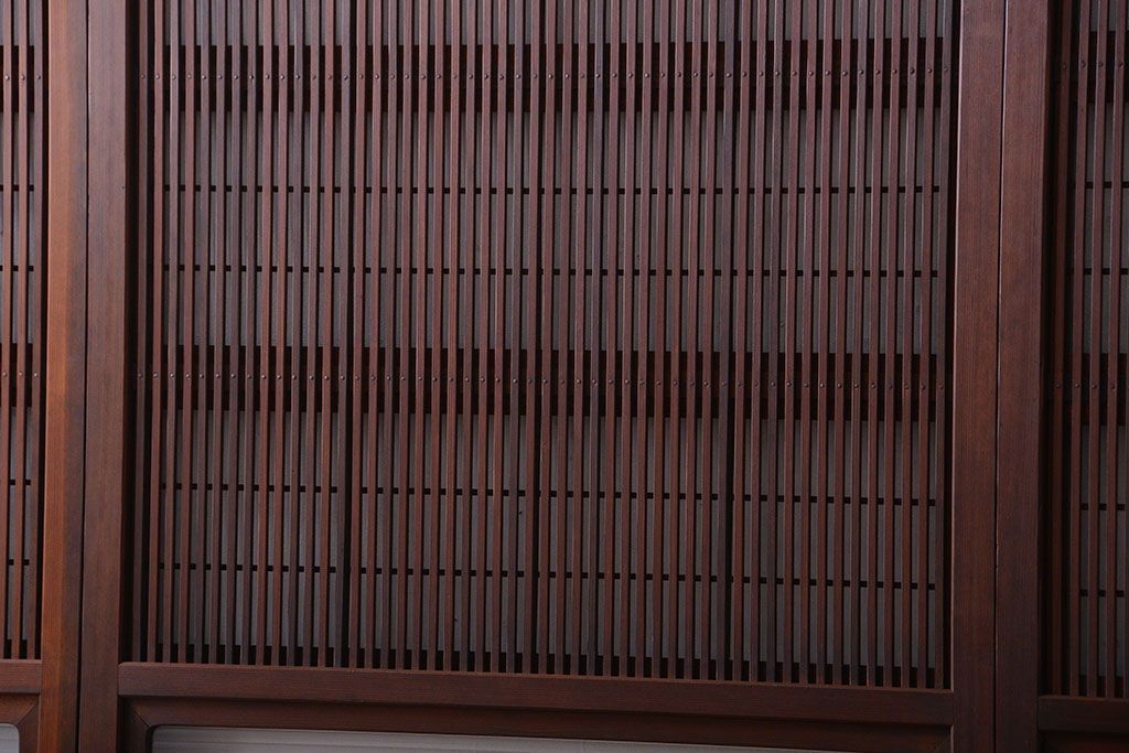 和製アンティーク　モールガラス入り格子戸4枚セット