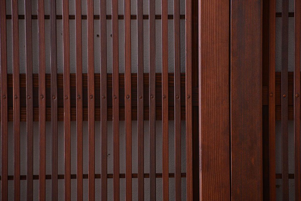 和製アンティーク　モールガラス入り格子戸4枚セット