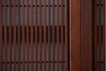 和製アンティーク　モールガラス入り格子戸4枚セット